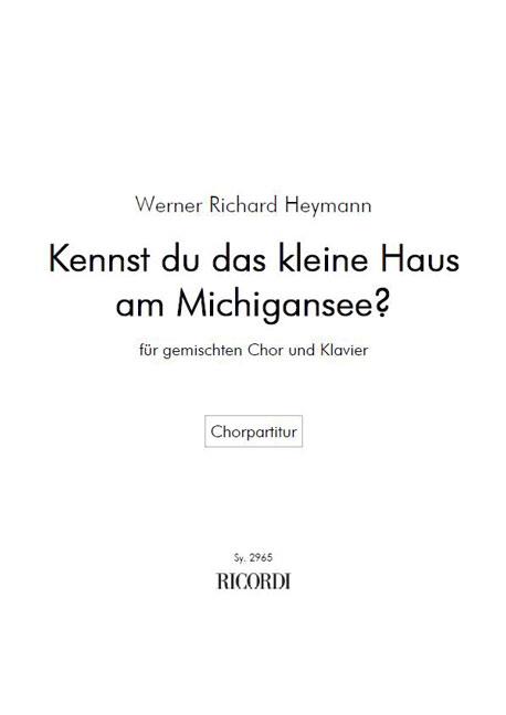 Kennst du das kleine Haus am Michigan-See - pro sbor SATB a klavír